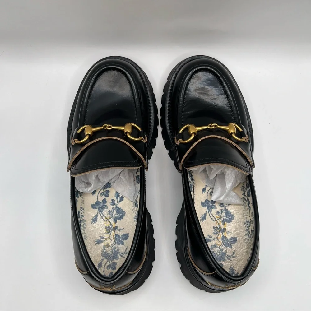 Gucci Harald Leather Lug-Sole Loafers